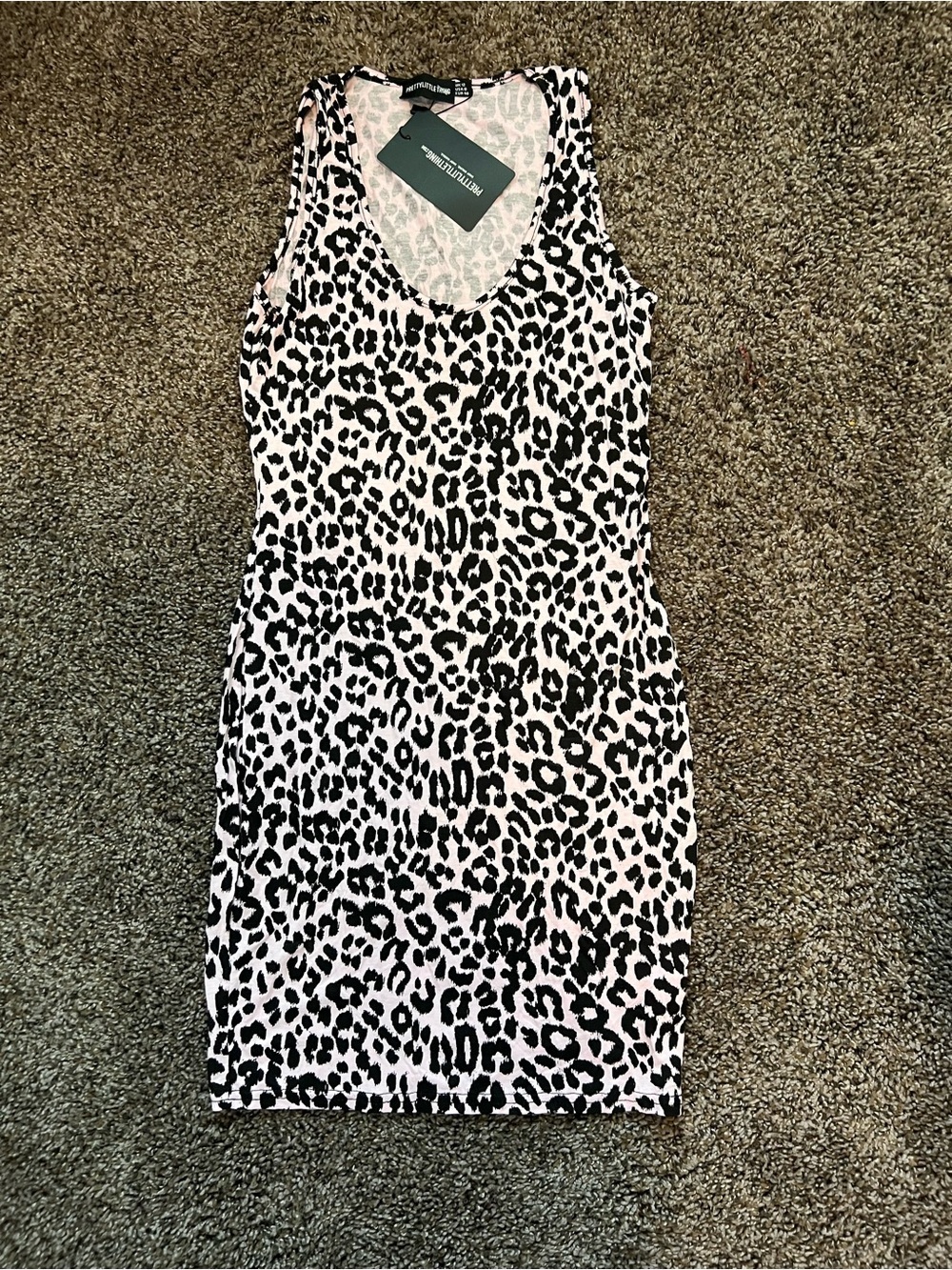 PrettyLittleThing Black and Light Pink Leopard Print Mini Dress